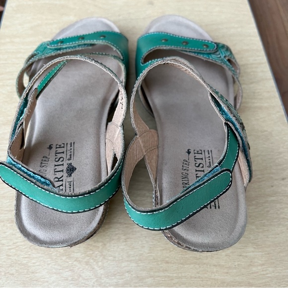 L’ Artiste By Spring Step Quilana Sandals in Turquoise Green Sz 38 EU/ 7.5-8 US - Picture 12 of 16